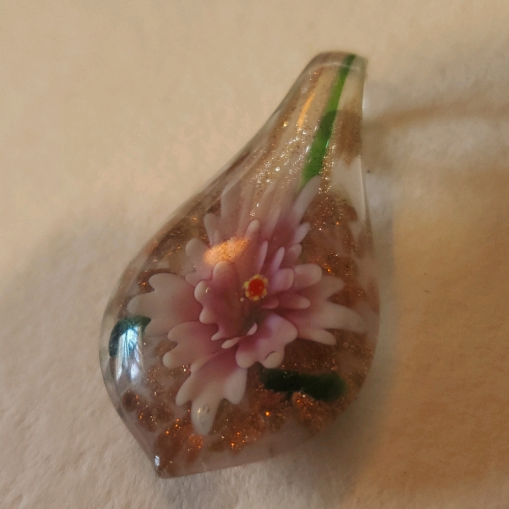 VTG Floral Glass Pendant